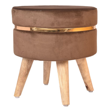 Brown Colour Smooth Ring Velvet Pouf